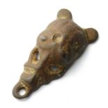 Viking Zoomorphic Mount.  Circa 11th century AD. Copper-alloy, 32mm x 15mm x 9mm, 11.0g. Found in