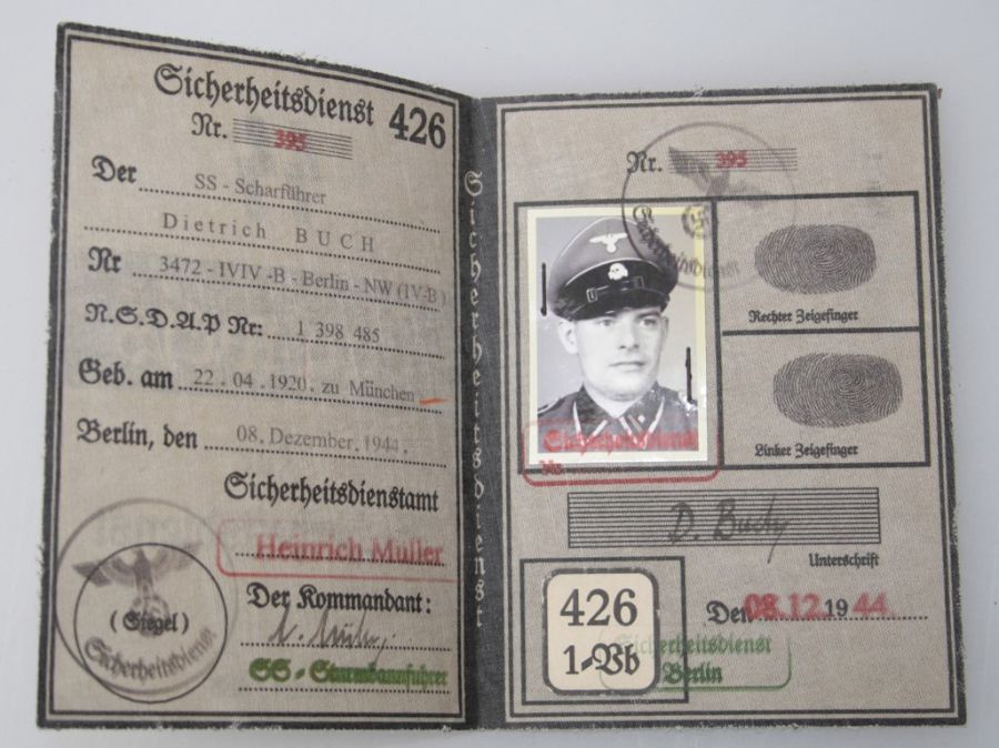 An oblong material identity patch relating to the Nazi SS, 13 x 9.5cm