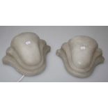 A pair of Art Deco alabaster wall lights in the form of open shells, height 22cm