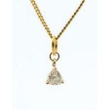 A diamond solitaire 9ct gold pendant, comprising a heart shaped diamond approx. 0.25ct, claw set