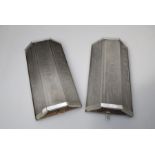 A pair of Art Deco frosted wall lights of breakfront form , minor damage, height 43cm
