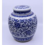 **WITHDRAWN**A blue and white ginger jar with lid