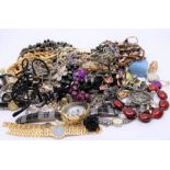 A collection of costume jewellery to include watches (qty)