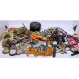 A collection of costume jewellery to include watches, yellow metal items and similar