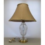 A Waterford Crystal  Table lamp and Shade Complete with fittings  unboxed  Not tested Date 20th