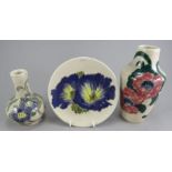 A group of twentieth century Cobridge Pottery wares. To include: two vases and a plate. Tallest: