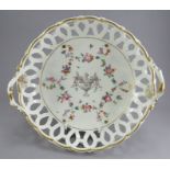 A superb mid-eighteenth century Chelsea Derby porcelain large, open two-handled dessert basket