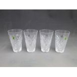 A Set of Four Waterford Crystal Tumblers Moon Coin Cut. Marked Waterford Made in the Republic of