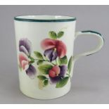 A large R H & S Wemyss ware hand-painted floral mug, c. 1900. It is marked to the underside. 14.