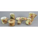 A group of early twentieth century Royal Worcester blush ivory miniature wares, c. 1910-30. To