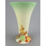 An early twentieth century Newport Pottery moulded Clarice Cliff vase, c. 1920-30. 18cm tall and