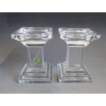 A Pair of Waterford Crystal “Prestige” Pillar Candle Stands  Marked Waterford  unboxed Date  20th
