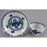 An eighteenth century blue and white transfer-printed porcelain Worcester Fruit and Wreath pattern