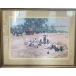 A large print of famers resting the field by David Shepherd, 806/860 frame size 78cm x 100cm,