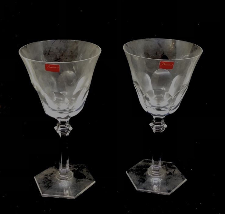 A pair of Baccarat glasses, with the stickers remaining, 19cm H (2)