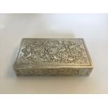 A Persian (Iranian) Isfahan 840 silver rectantangular box, the repoussé top with long tailed birds