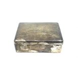 A George VI silver cigar box, machine turned top monogramed, internally with a wooden divider,