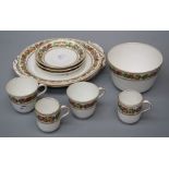 A mid 19th century English porcelain part tea and coffee service, comprising eleven teacups, five