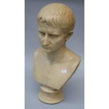 A composition faux marble bust of the young Emperor Augustus after the antique, height 52cm