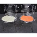 A pair of 1960's style chrome wire standard chairs, each with tubular support