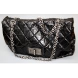 Chanel, a black patent bag, re issue XXL with ruthenium hardware