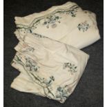 Four cream, florally embroidered curtains, each lined and interlined, approx. 2'8'' x 7' drop, a