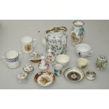 A mixed lot of 20th century ceramics including commemorative ware, a doll's part tea set decorated