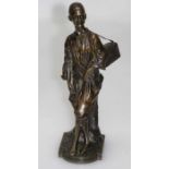 Edouard Drouot (French 1859-1945), a brown patinated bronze, 'Decrotteur Arabe' , a young boy with
