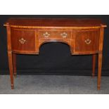 An Edwardian mahogany, satinwood crossbanded and stung sideboard of small proportions, the break