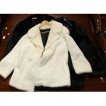 A lady's Wallace sacks size 14 faux black fur 3/4 length coat, a Glenn Models faux artic fox