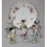 A set of four early 20th century German porcelain figures, representative of the seasons, 13cm,
