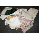 A good quantity of patchwork and other linen including tablecloths, serviettes and other similar