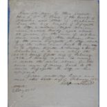 A mid 19th century contract letter between Mr R Penix (?) of the Count of Cherokee Alabama and a