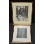 20th century school, a study of Albert Square, Manchester. Pastel, indistinctly signed lower