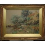 Ernest Pile Bucknall (British 1861 - 1935) The footbridge, Edwinstowe Watercolour, signed lower