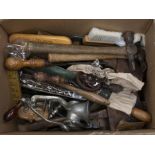 Collection of vintage tools, wooden handles i.e. Hammers, Drills, Chissels etc.