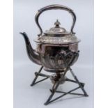 Walker & Hall plated teapot with stand in the form of branches and burner