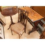 An 18th Century tripod tilt top table along with a 19th Century games table and an early 20th