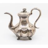 A 19th Century Russian 84 Standard silver teapot, fluted sections to body, detachable cover with