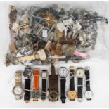 A collection of mostly modern ladies and gents wristwatches with some vintage examples, not tested