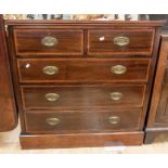 An Edwardian chest of two above three drawers, originally had bookcase top (no longer present)