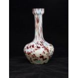 A Murano type baluster vase, mottled and striped decoration, powder blue, oxblood main palette,