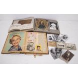 Postcards, scrap books and indentures - a 1950's scrap book of celebrities; an scrap book of Rome