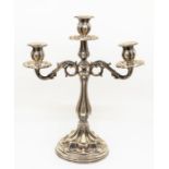 A 19th Century style Italian 800 standard silver candelabra, detachable sconces and drip pans,