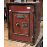 Early 20th Century 'under the table' floor safe with key, burgundy in colour, by Frederick Whitfield