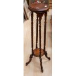 Reproduction dark wood, twisted leg plant stand