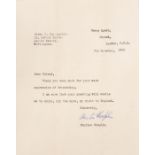 CHAPLIN CHARLES: (1889-1977) English Film Comedian, Academy Award winner, a letter written from