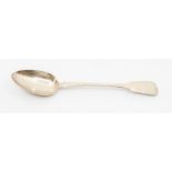 A George IV silver fiddle pattern basting / serving spoon, hallmarked by J.M., London, 1823, 3.96