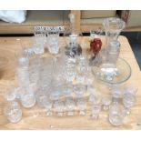 A large collection of glassware, to include:- cut glass, sherry and port glasses, tumblers, a ship