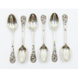 A set of six Victorian silver teaspoons, the terminal cast with Cherubs and openwork design,